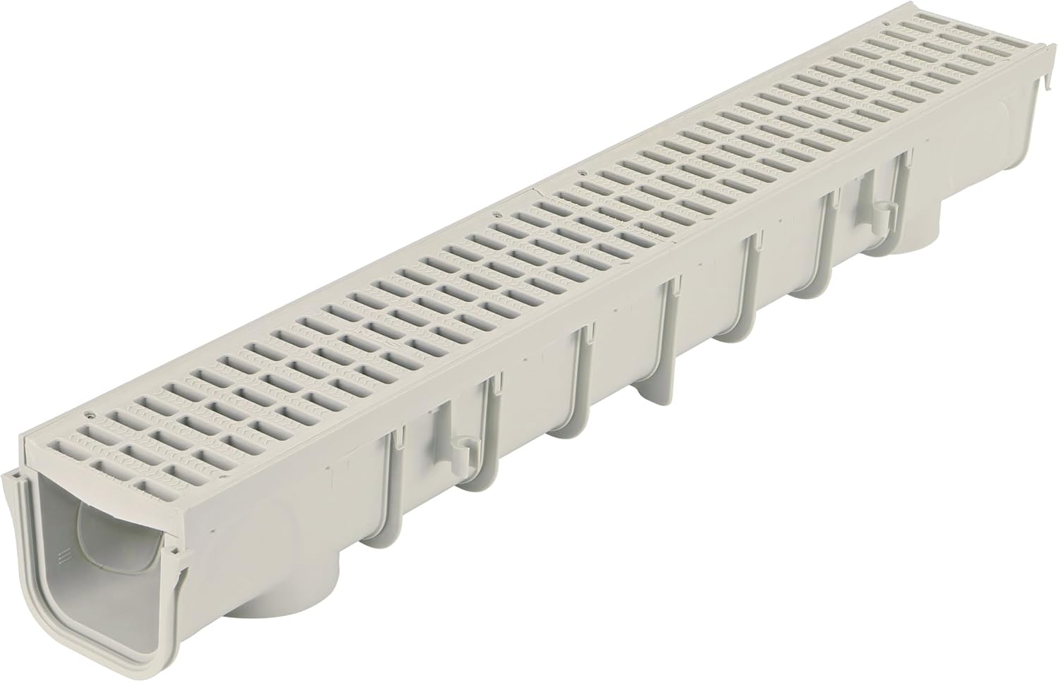 NDS 5” Pro Series Deep Profile Channel Drain Kit With HDPE Plastic Grates and End Caps, Trench & Channel Drainage For Driveway, Patio, Pool Deck, Courtyard, 5.5” x 39.4”, Gray