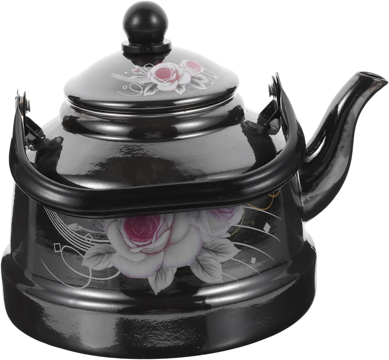 WOONEKY Vintage Stove Top Enamel Kettle Tea Pot for Gas Stove Traditional Scandi Design Kettle