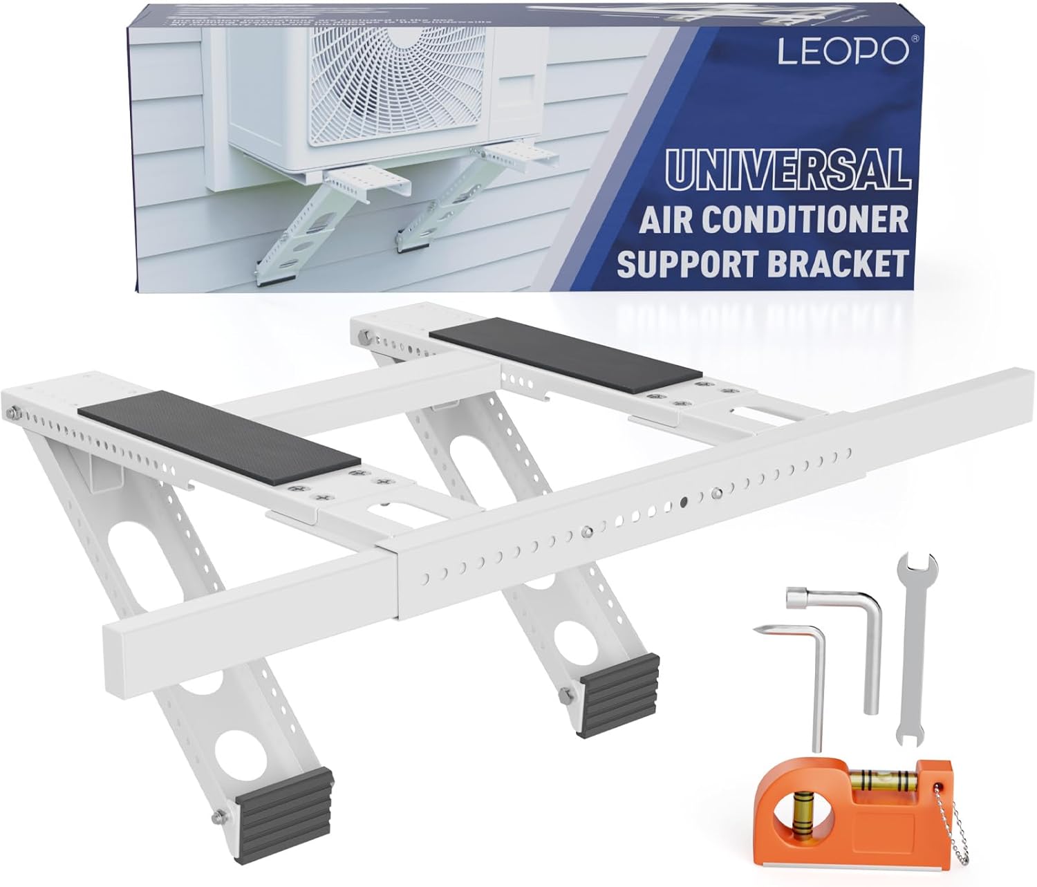 LEOPO No Drilling Air Conditioner Support Bracket,Fits Single & Double-Hung Windows, Heavy Duty Steel Holds Up to 300lbs, for 5000-24000 BTU Units