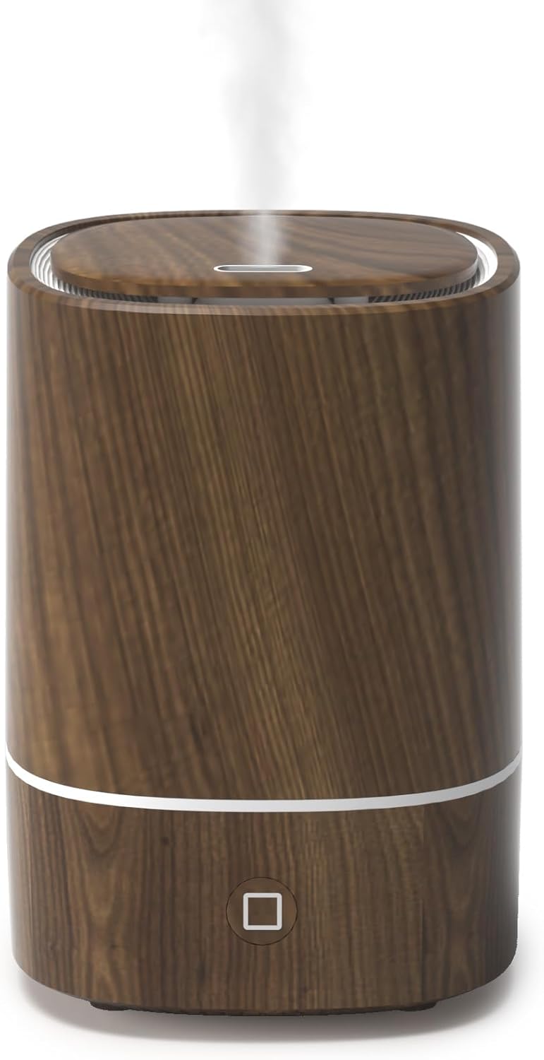 Nixtrve Essential Oil Diffuser, 125ml Aromatherapy Diffuser, Ultrasonic Diffusers for Essential Oils, Cool Mist Humidifier with 7-Color LED Lights, Auto Shut-Off Function, for Office and Home(Walnut)