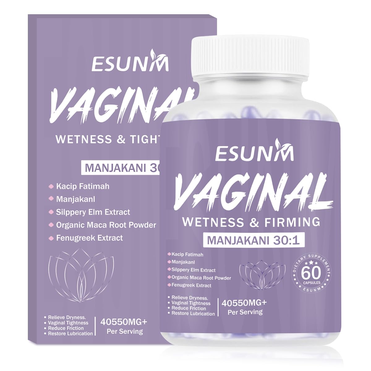 Vaginal Moisturizer Capsules, Female Vaginal Probiotics Wetness & Tightening Vaginal Wellness Supplement for Enhance Vaginal Muscle Tone & Vaginal Dryness- Vegan,60 Capsules