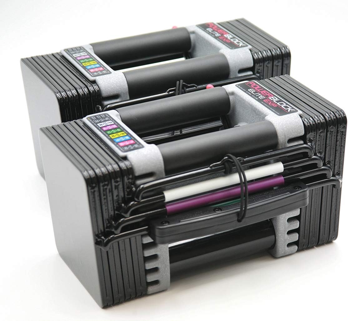 PowerBlock Elite EXP Adjustable Dumbbells, Sold in Pairs, Stage 1, 5-50 lb. Dumbbells, Durable Steel Build, Innovative Workout Equipment, All-in-One Dumbbells, Expandable with Expansion Kits