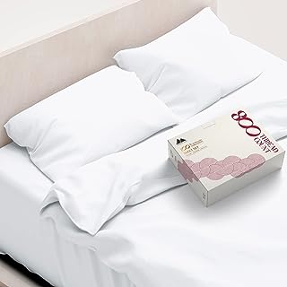 Mayfair Linen 100% Egyptian Cotton Sheets King Size - 800 High Thread Count Sheets King, 4 PC White Luxury Hotel King Size Sheets Set, 16" Deep Pocket Sateen Weave Extra Soft Cooling Bed Sheet Sets
