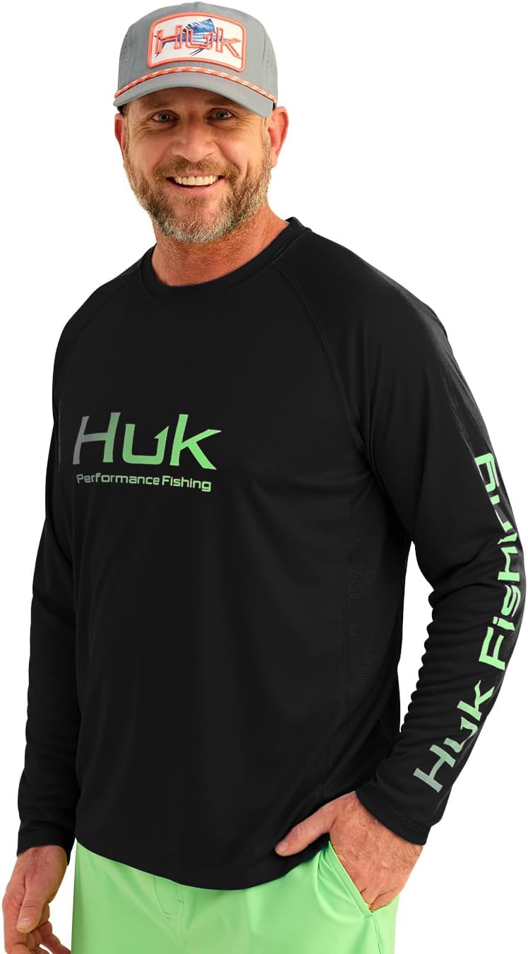 HUK Mens Pursuit Vented Long Sleeve Shirt, +30 UPF Fishing Shirt