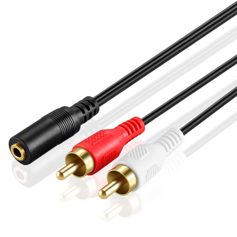 3.5mm to RCA Stereo Audio Cable Adapter - Female to Male Bi-Directional AUX Auxiliary Headphone Jack Plug Y Splitter to Left/Right 2RCA Male Connector Plug Wire Cord