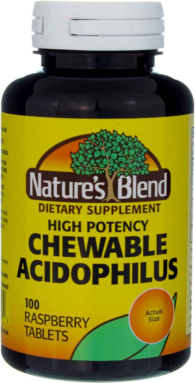 Nature's Blend Acidophilus Chewable Raspberry Flavor - 100 Tablets, Pack of 5