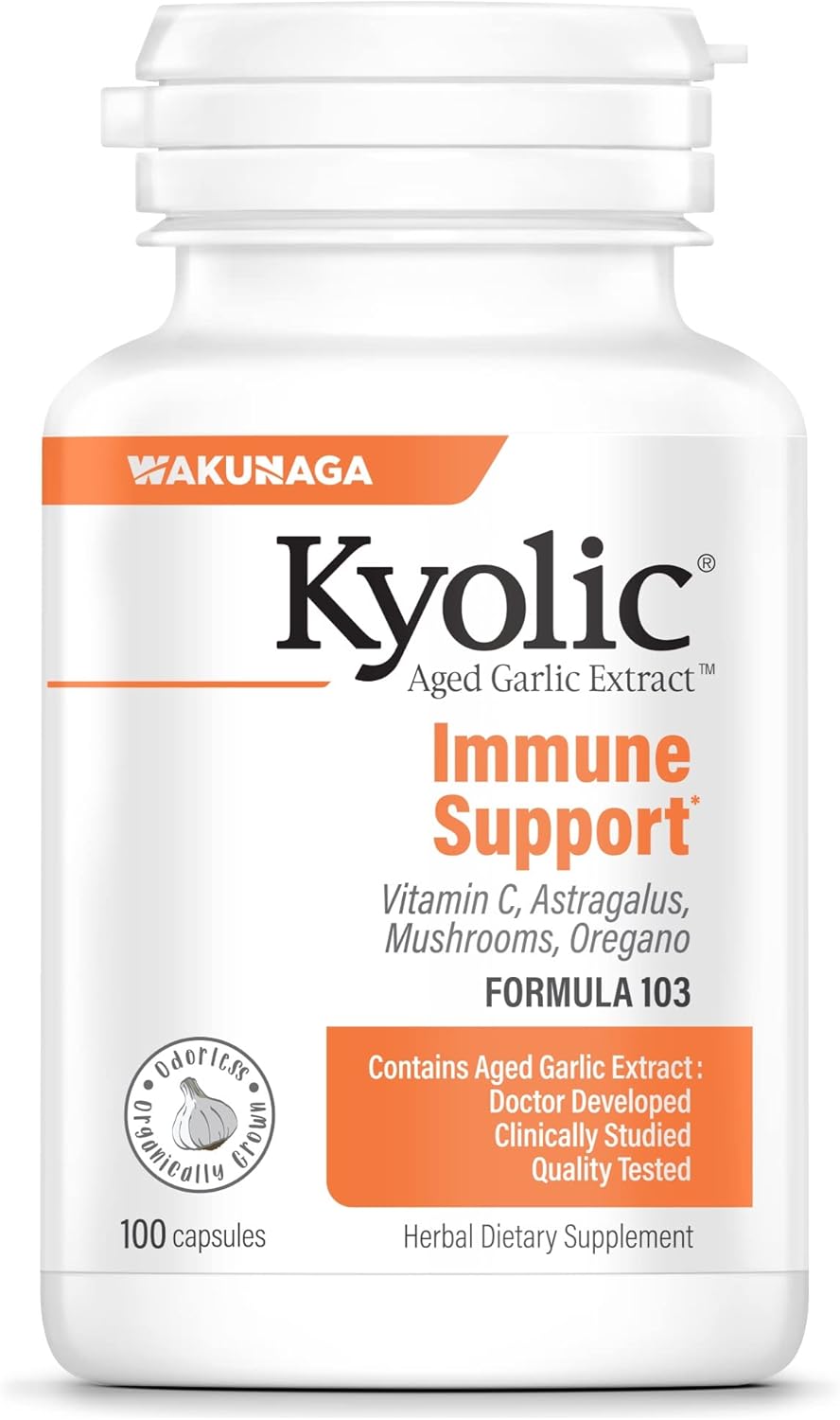 Kyolic Aged Garlic Extract Formula 103 Immune Support, 100 Capsules (Packaging May Vary)