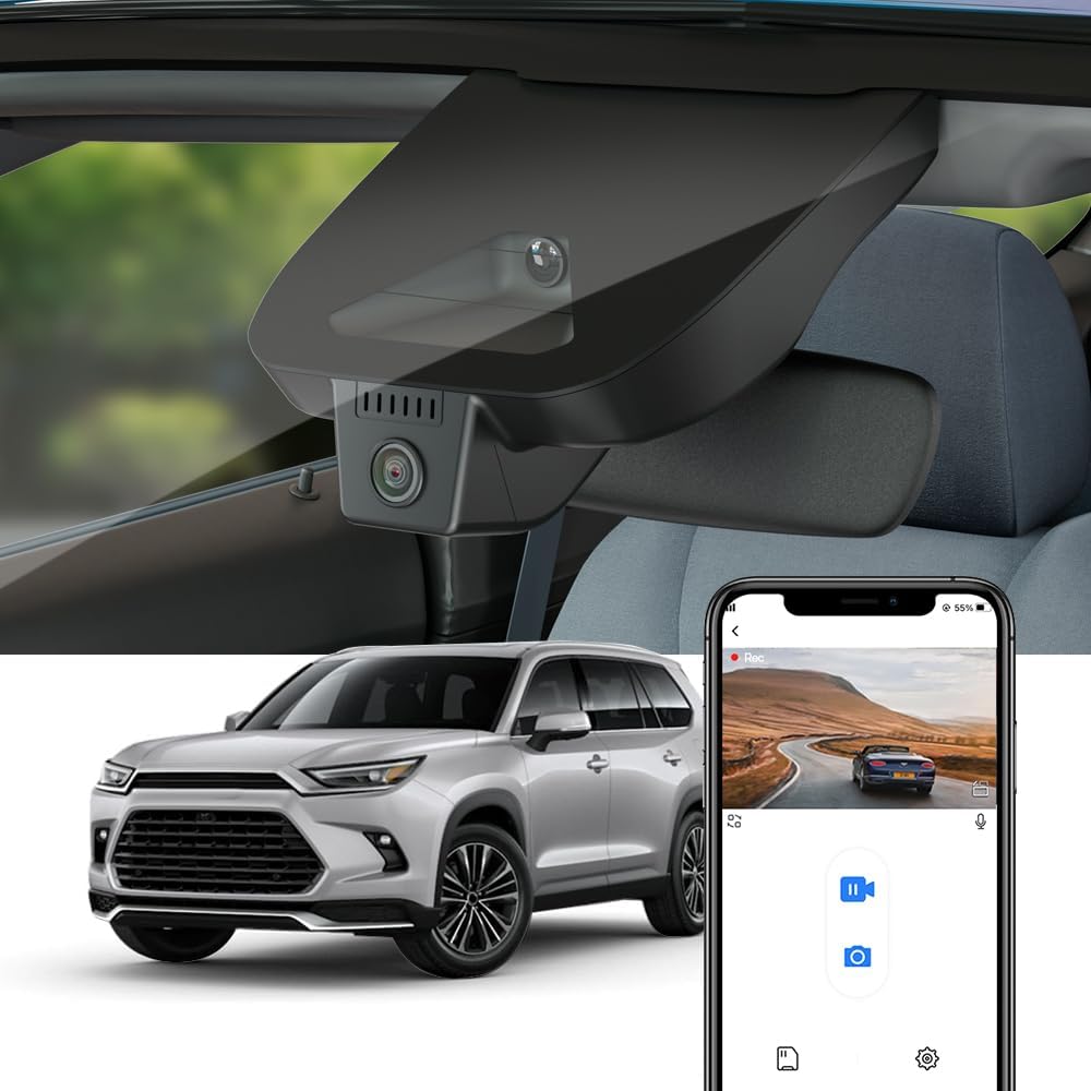 Fitcamx 4K Dash Cam Compatible with 2024 2025 Toyota Grand Highlander XLE Limited Platinum (AS10), OEM Look, Ultra HD 2160P Video, Built-in WiFi & APP, Loop Recording, G-Sensor, Plug & Play, 64GB Card