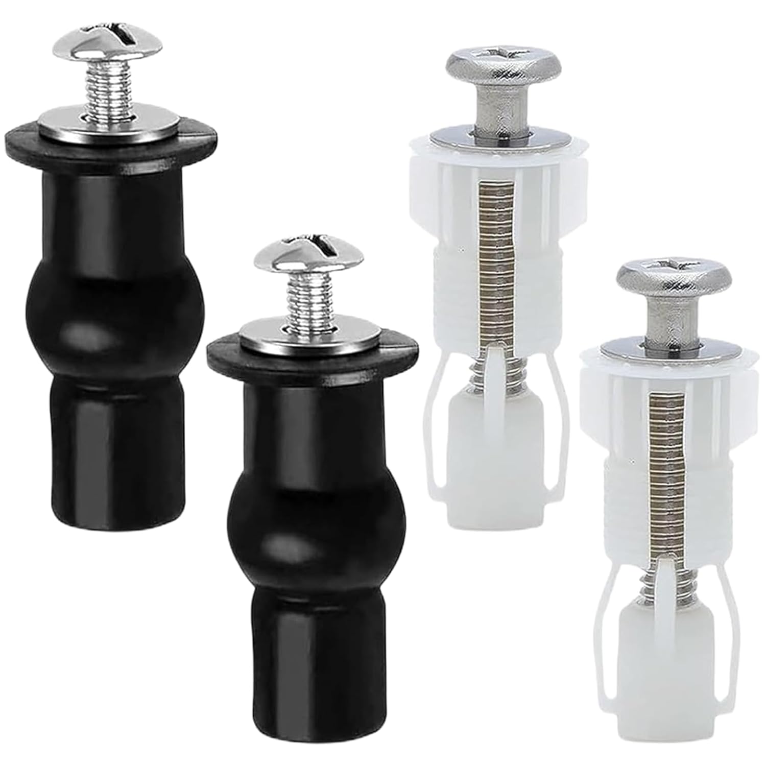 4PCS Toilet Seat Fittings Kit, Universal Top Fixing Toilet Seat Bolts with Metal, Rubber, Nylon, Quick Replacement Screws for Commode Covers, Anti Rust Durable Flushing Lid Fixings