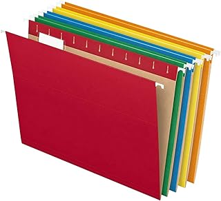 Pendaflex Hanging File Folders, Letter Size, Assorted Colors, 1/5-Cut Adjustable Tabs, 25 Per Box (81663)