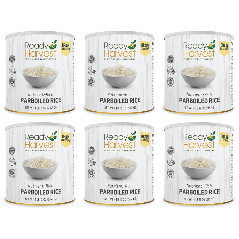Ready Harvest Parboiled Rice White Rice | Emergency Food, Survival Food, Bug Out Bag, Camping Essentials, Camping Food, Pantry Staples | Preparedness Items #10 Can | 25-year Shelf Life 4lbs