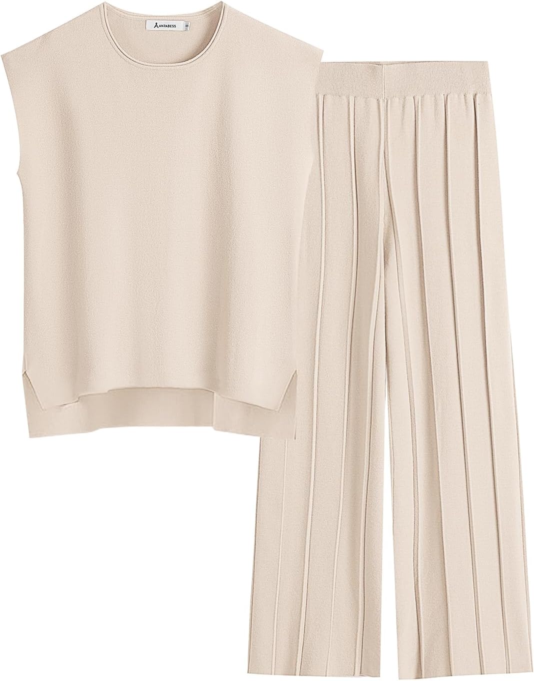 ANRABESS Women 2 Piece Lounge Sets Summer Casual Knit Sweater Vest Pant Set Beach Vacation Airport Outfits Clothes