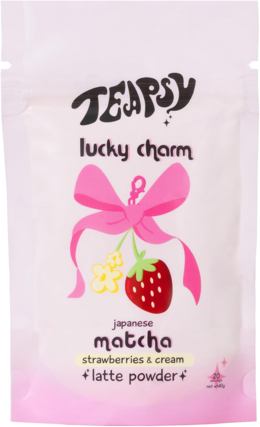 Teapsy "Lucky Charm" Matcha | Strawberries & Cream | Ceremonial Grade Matcha | 20 Servings