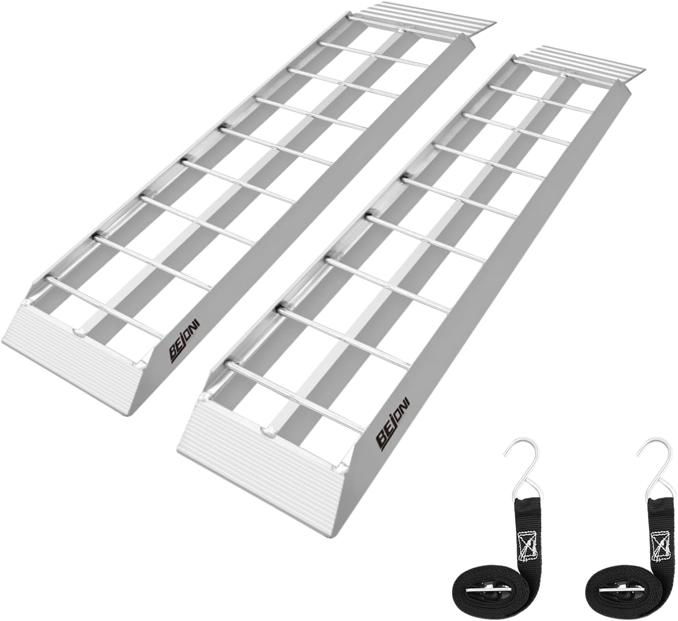 BEJONI 43'' Aluminum Loading Ramp, 1500 Lbs Capacity Loading Ramps for Riding Mower, Portable Anti-Slip Shed Ramps for Lawn Mower, Dirt Bike, ATV, Motorcycle, Trailer, Lightweight, 2PCS