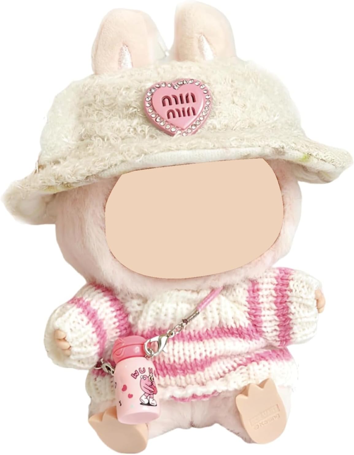 17cm Doll Clothes Set for Doll Accessories Suit No Doll Only Clothes 1hat+1bottle+1sweater, Cute Plush Clothes for 17cm Doll Boy and Girl for Best Gifts