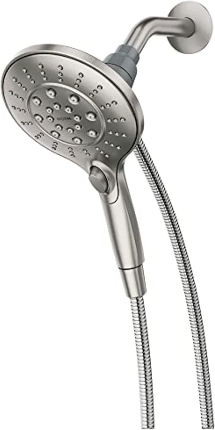 Moen Engage Spot Resist Brushed Nickel Magnetix Six-Function 5.5-Inch Handheld Showerhead with Magnetic Docking System, Detachable Shower Head, 26112SRN