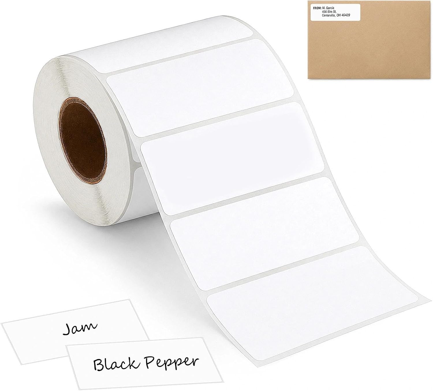 ilauke Sticky Labels, 1000 89x36mm White Address Sticky Labels on a Roll