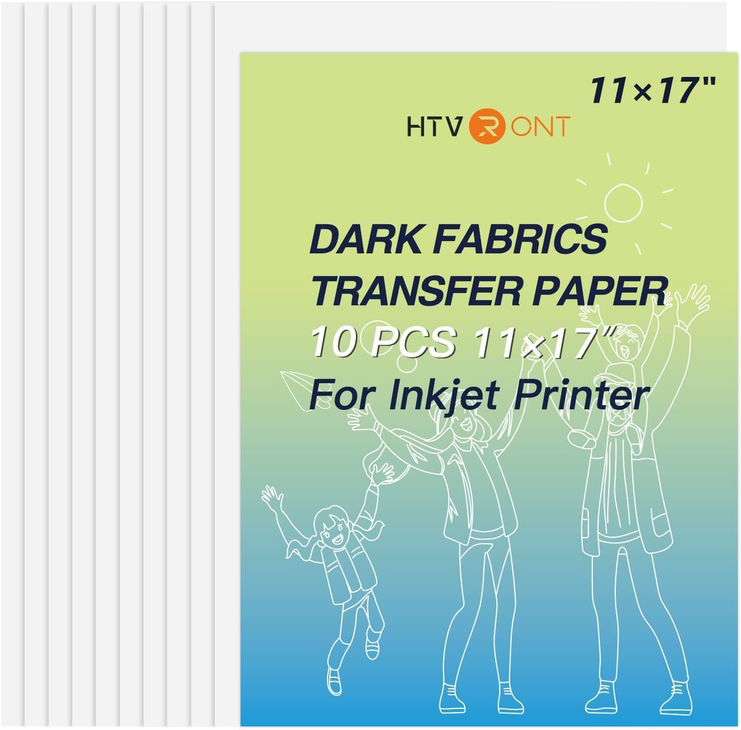 HTVRONT Heat Transfer Paper 11x17 " for Dark T Shirts - 10 Pack Iron on Transfer Paper for Inkjet Printer, Large 11x17" Easy to Use Printable Heat Transfer Vinyl, Vibrant Color, Durable & Soft