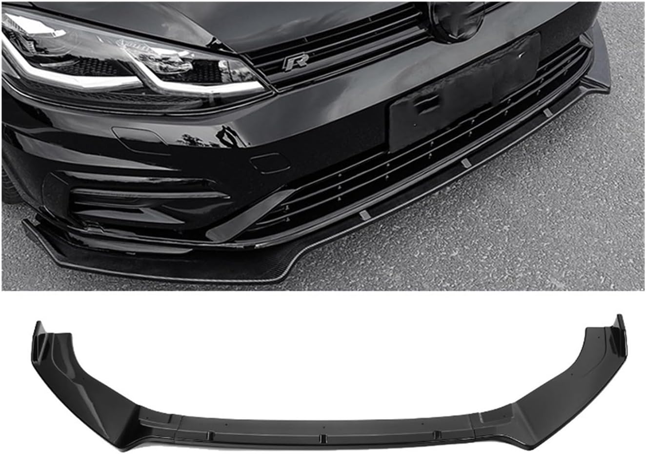 Gloss Black Car Bumper Front Lip Splitter Compatible for Vw Golf MK7 MK7.5 GT-I R GTD 2014-2019 Lip Diffuser Car Air Dam Wide Body Kit