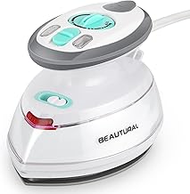 BEAUTURAL Mini Travel Steam Iron for Clothes with Dual Voltage, Non-Stick Soleplate, Anti-Slip Handle, Ideal for Sewing, Quilting and Handcraft