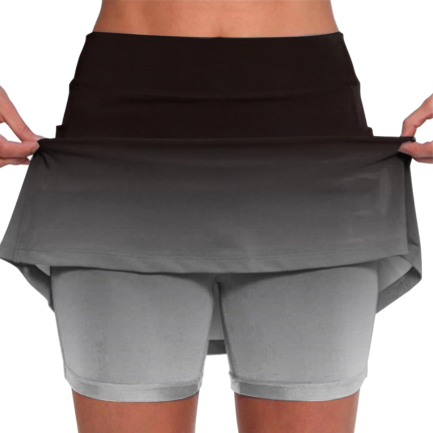 Athletic Skorts for Woman Elastic Tennis Yoga Shorts Hight Waist Solid/Gradient Skirts Tummy Control Skinny Joggers