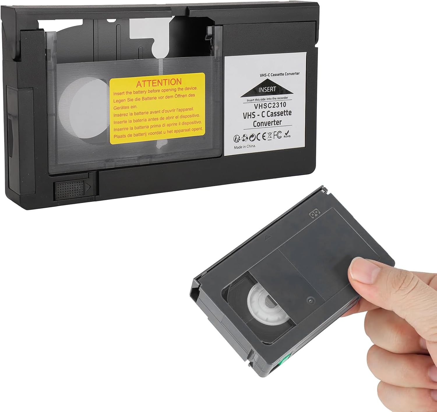 Plyisty VHS C Cassette Adapter for VHS C SVHS Camcorders, VHS Cassette Converter Not Compatible with 8mm/Mini DV/Hi8, for JVC