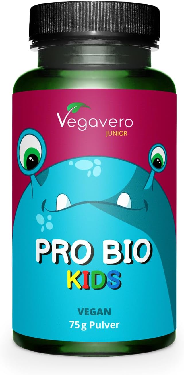 Vegavero Organic Probiotics for Kids | NO Additives | Organic Prebiotic Inulin and 5 Bacterial Strains with 10 Billion CFU | for Children 3+ Years | 75g Powder | Spoon Included
