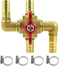 Kefly Automobile Integrated 4-Way Heating Water Manual Control Valve, Brass Car Heater Air Conditioning bypass Valve, 4-Way shaped hose barb ball valve 3/4in(19mm)