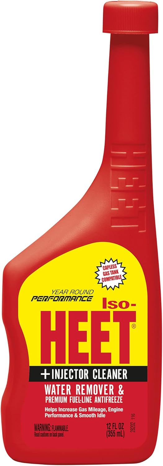 Heet Iso-HEET Water Remover And Premium Fuel Line Antifreeze + Injector Cleaner Helps Increase Gas Mileage Improves Engine Performance Year Round Performance, 12 fl. oz. (28202) , Red