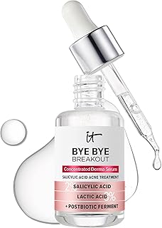 IT Cosmetics Bye Bye Breakout Acne Treatment Face Serum -With 2% Salicylic Acid & 3% Lactic Acid - Helps Reduce Pimples in 3 Days & Fades Look of Post-Acne Marks in 8 Weeks - 1 Fl. Oz