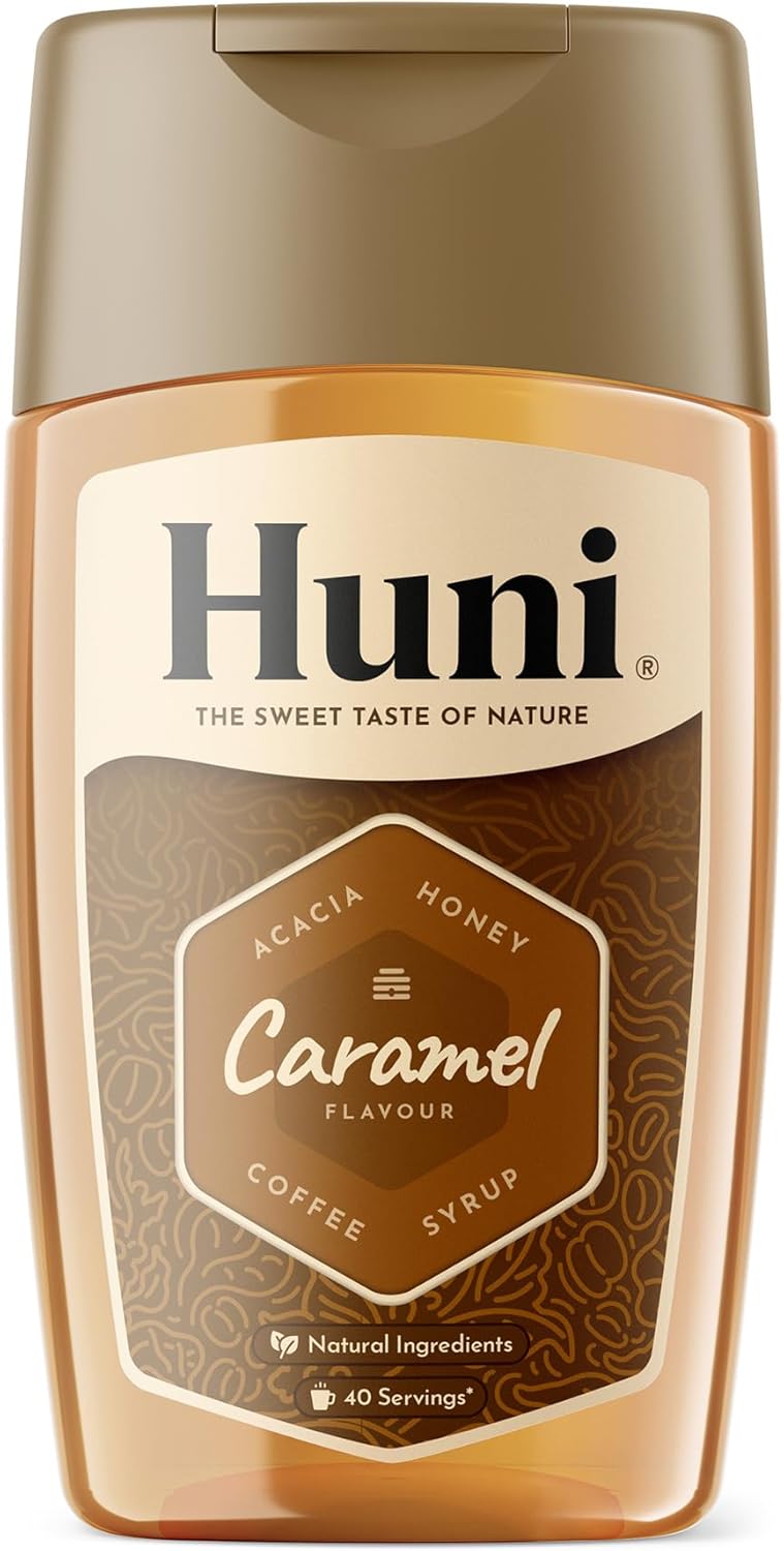 Huni Natural Coffee Syrup | Caramel 200ml - Acacia Honey Based Natural Coffee Syrup - 40 Servings