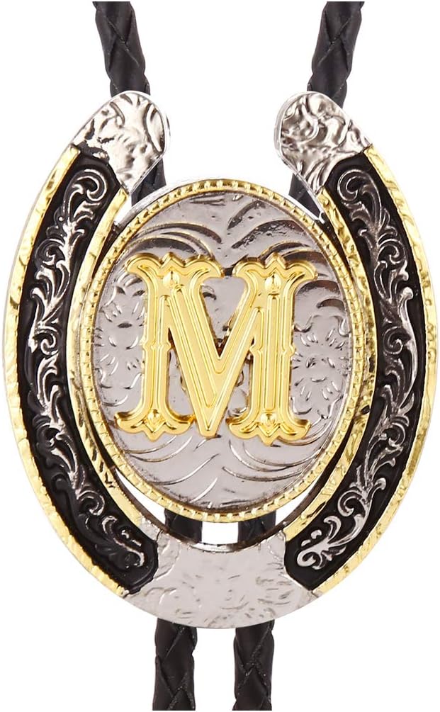 HUABOLA CALYN Bolo Tie for Men- Golden Initial Letter ABCDMJR to Z Western Cowboy Bolo Tie for Women