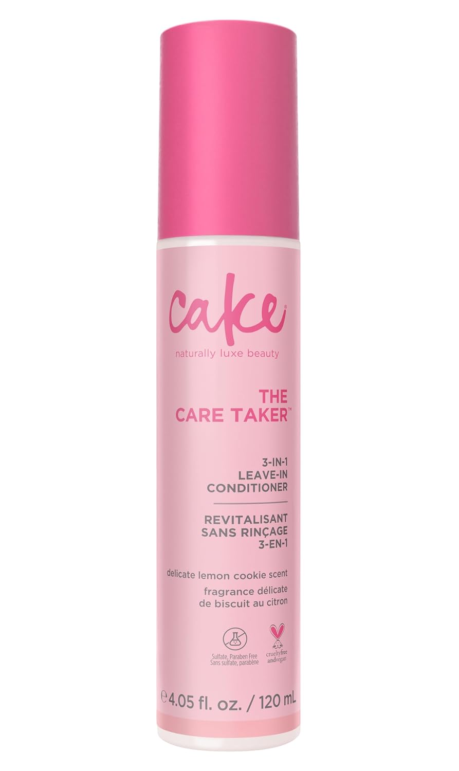 Cake Beauty 3-in-1 Leave in Conditioner, The Care Taker – Moisturizing & Softening – With Coconut Oil, Biotin, Soy & Rice Proteins – For Dry/Normal Hair Types – 4 Fl Oz / 120 mL (Packaging May Vary)