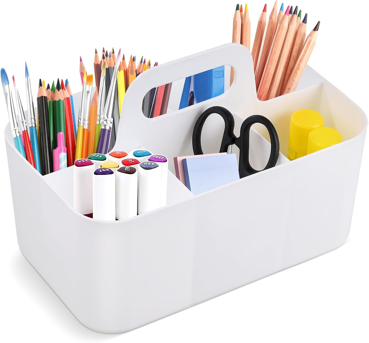 Esyhomi Multipurpose Caddy Organizer, Portable Stackable 5 Slots Desk Caddy, Art Organizers and Storage with Handle for Pens, Pencils, Cleaning Supplies