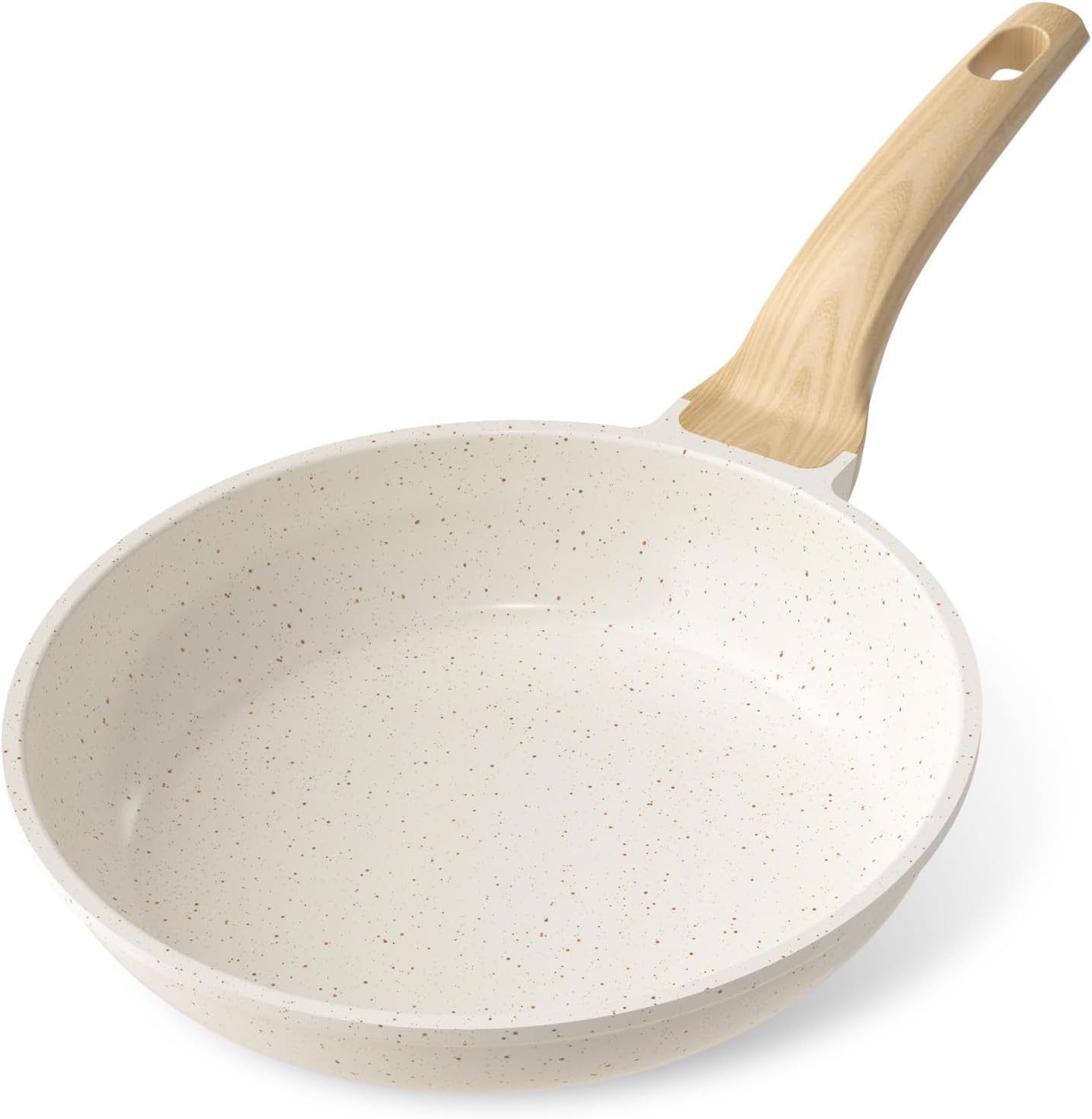 YASHE 20cm Nonstick Frying Pan, Granite Coating Skillet for Eggs, Pancakes and Bacon, Induction Compatible, Easy to Clean, PFOA-Free with Stay-Cool Handle, White