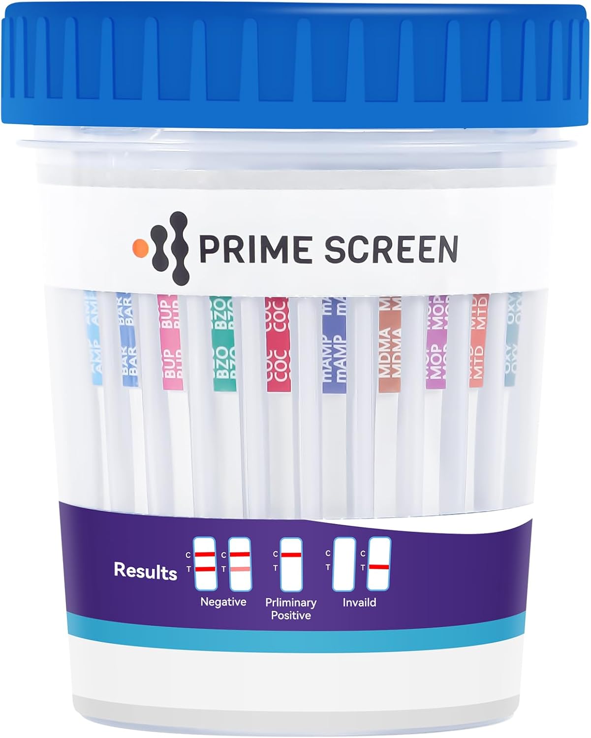 Prime Screen Drug Test Kits Urine Cup for All Drugs 12 in 1 Drug Test Instant Testing Cocaine, Cannabis THC, OPI, AMP, BAR, BUP, BZO, mAMP, MDMA, MTD, OXY, PCP, 1 Pack