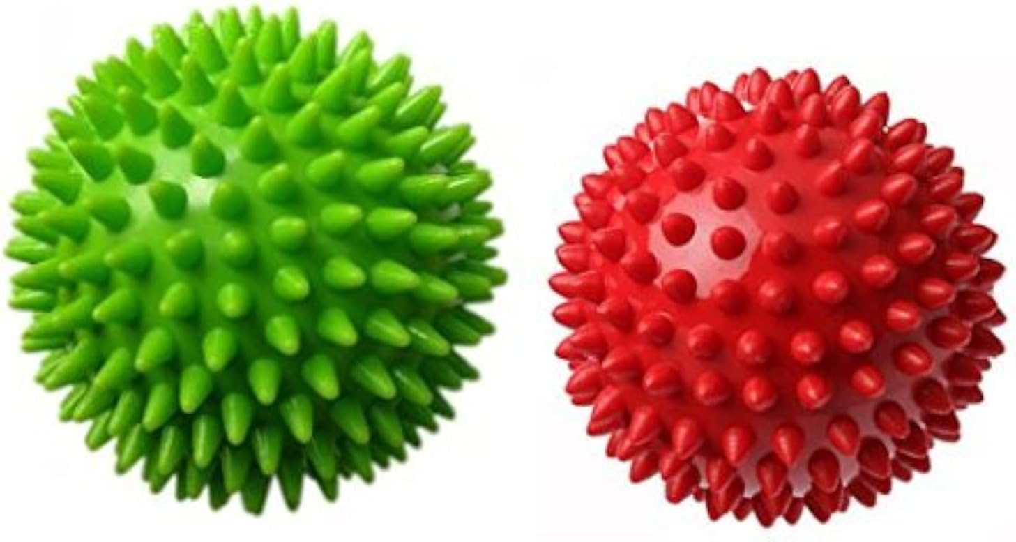 Therapist's Choice® Pack of 2 Spiky Massage Balls, Hard & Soft Combo, Stress Reflexology, Porcupine Sensory Ball Set