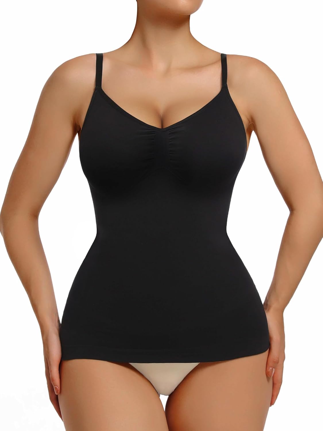 SHAPERX Camisole Tops for Women, Shaping Womens Tank Tops, Scoop Neck Seamless Tummy Control Tank Top for Women