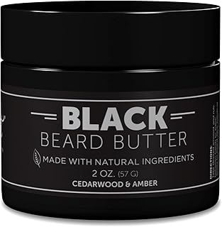 Detroit Grooming Co. Beard Butter - Softens, Thickens, Hydrate, and Rejuvenate Your Beard with Safflower Oil and Shea Butter - Styling Essentials - Cedarwood & Amber - Black - 2oz