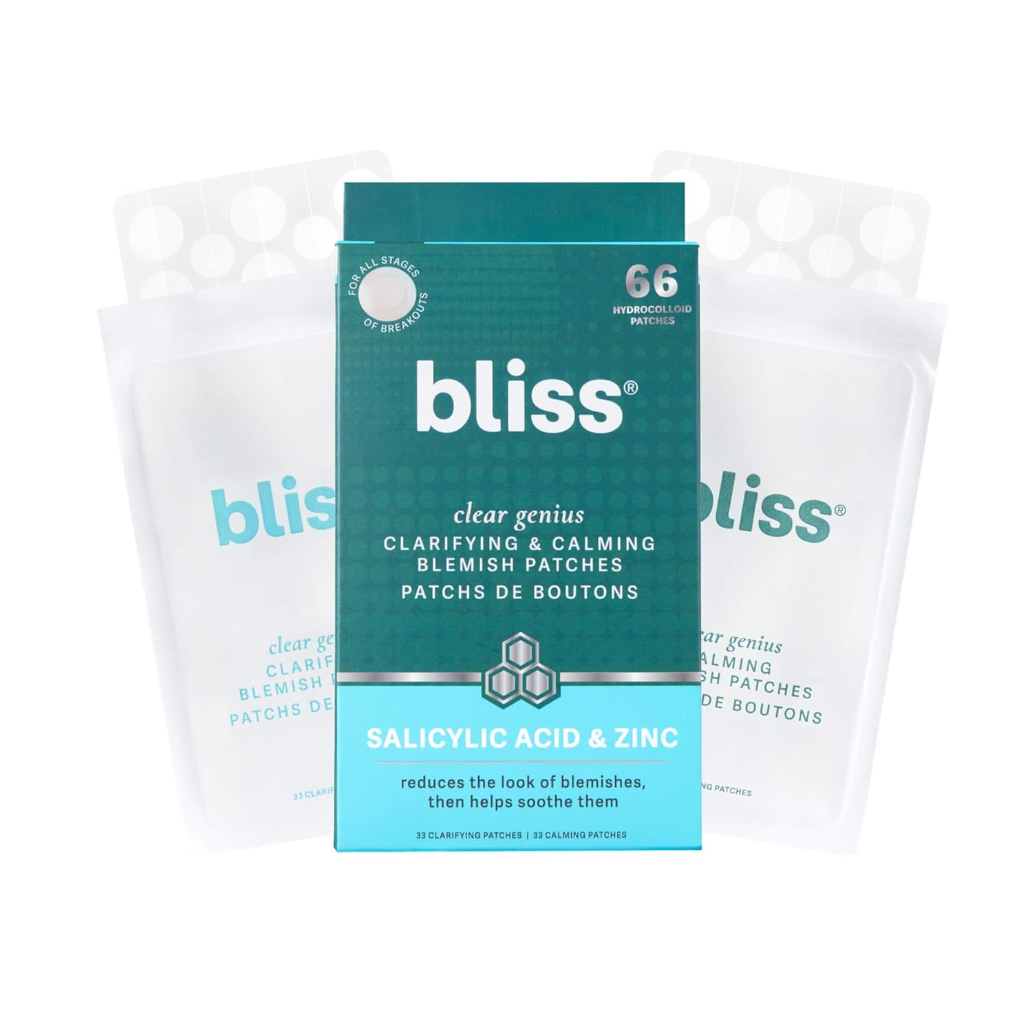Bliss Clear Genius Blemish Patches – Salicylic Acid & Zinc for Fast Relief & Prevention, Clarifying Spot Treatment - 1 Pack