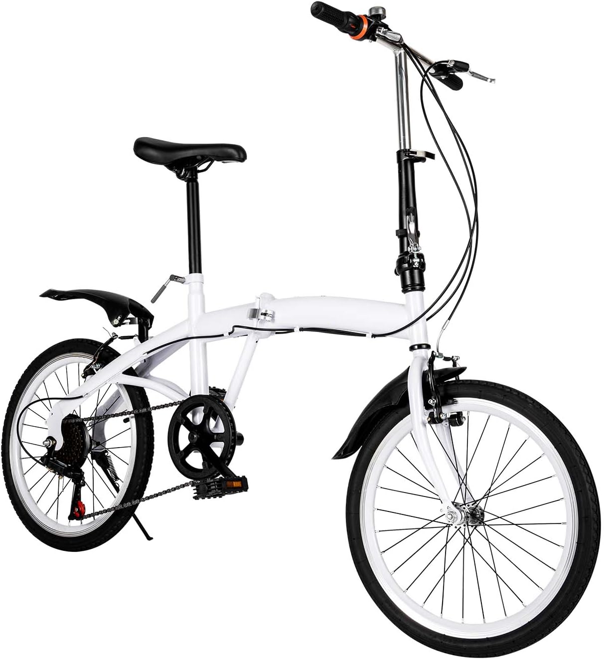 GDSKR 20 Inch Folding Bicycle Bike for Adults, 6 Speed Light Carbon Steel Folding Bike, With Double V Brake, City Bike for Adult, Commute Bicycle, Adjustable Height, for Adults and Children Teenagers