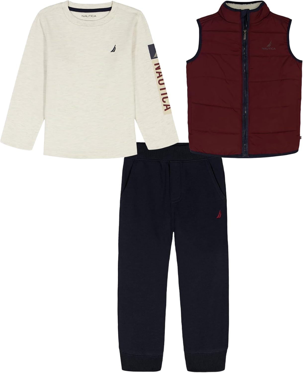 Nautica baby-boys 3 Pc Puff Vest Pant Set