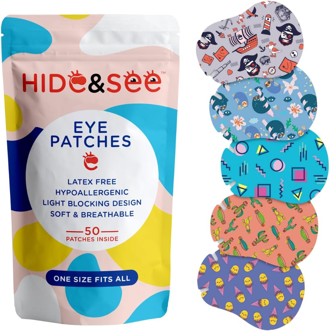 Adhesive Eye Patches for Kids Skincare (Explorer)- Baby Eye Patch for Lazy Eye Treatment - Fun, Hypoallergenic Kids Eye Patches for Amblyopia (50 Pack)