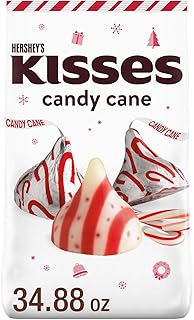 HERSHEY'S KISSES Candy Cane Flavored, Christmas Candy Bulk Bag, 34.88 oz
