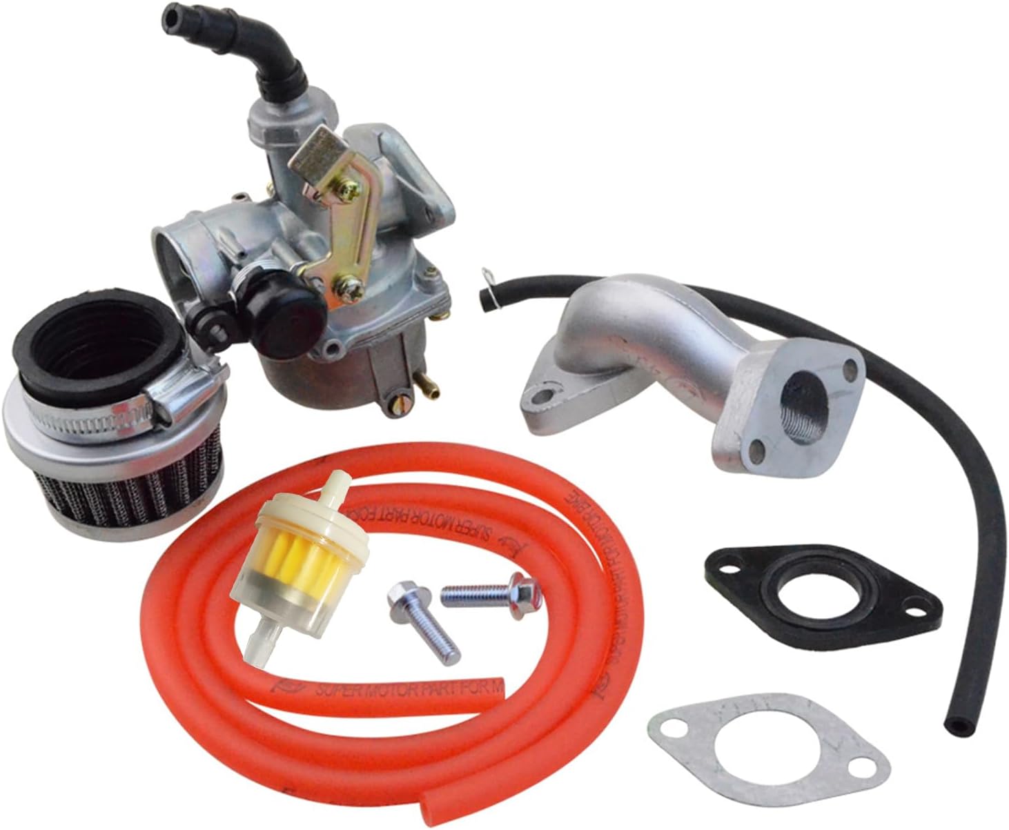 GOOFIT PZ19 Carburetor Air Filter Carburetor Rebuild Kit Replacement for 50cc 110cc 125cc Moped ATV Red