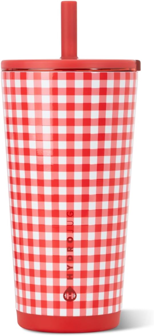 HydroJug Everyday Tumbler 20 oz, Ceramic-Lined Straw Cup, Summer Picnic