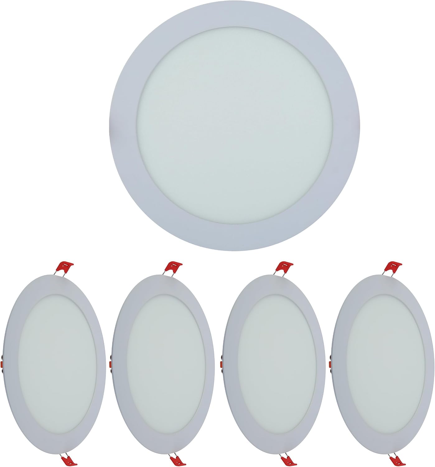 TEKLED LED Round Recessed Ceiling Light | Flat Panel Ultra Slim 220mm Downlight | 18W 1800LM 4000K Cool White | for Home Kitchen Office Shop Industrial Use | 4-Pack [Energy Class F]