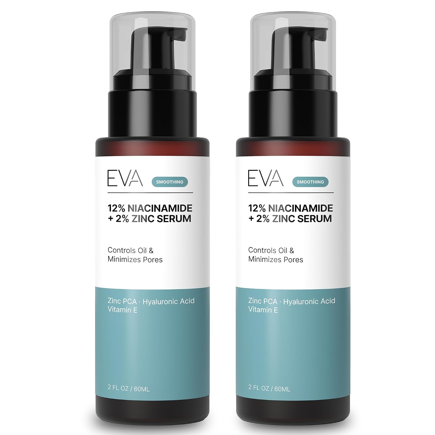 Eva Naturals Niacinamide 12% + Zinc Serum with Hyaluronic Acid, 2 oz 2-Pack