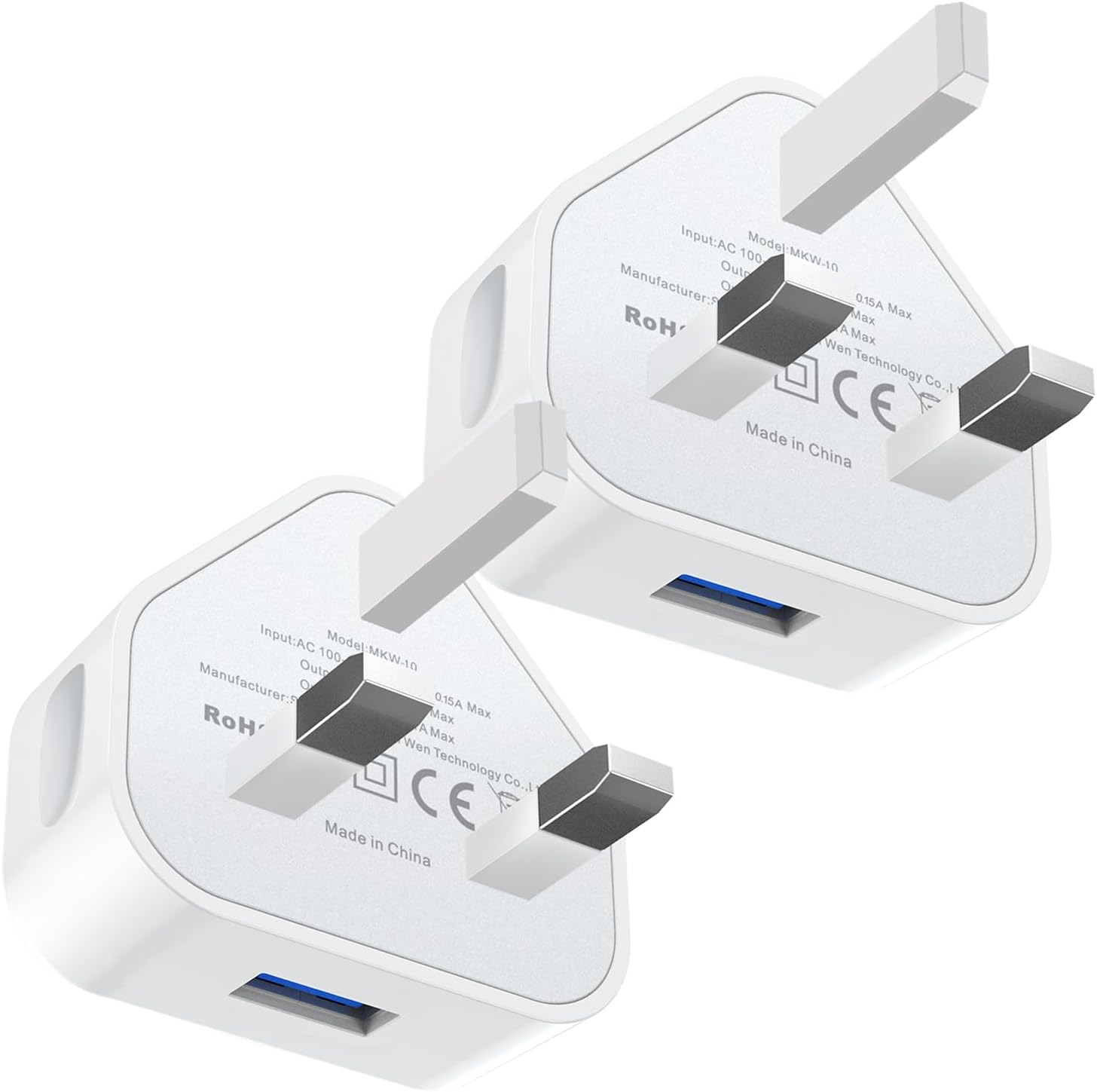 2-Pack USB Plug, USB Charger Plug Adaptor UK 3 Pin Mains Charger 5V 1A i Phone Charging Plug Adapter UK for iPhone Apple 14 13 12 11 Pro Max 10 XS X XR 8 7 6 6S Plus 5 SE 2020,i Pad Pro/Air/Mini