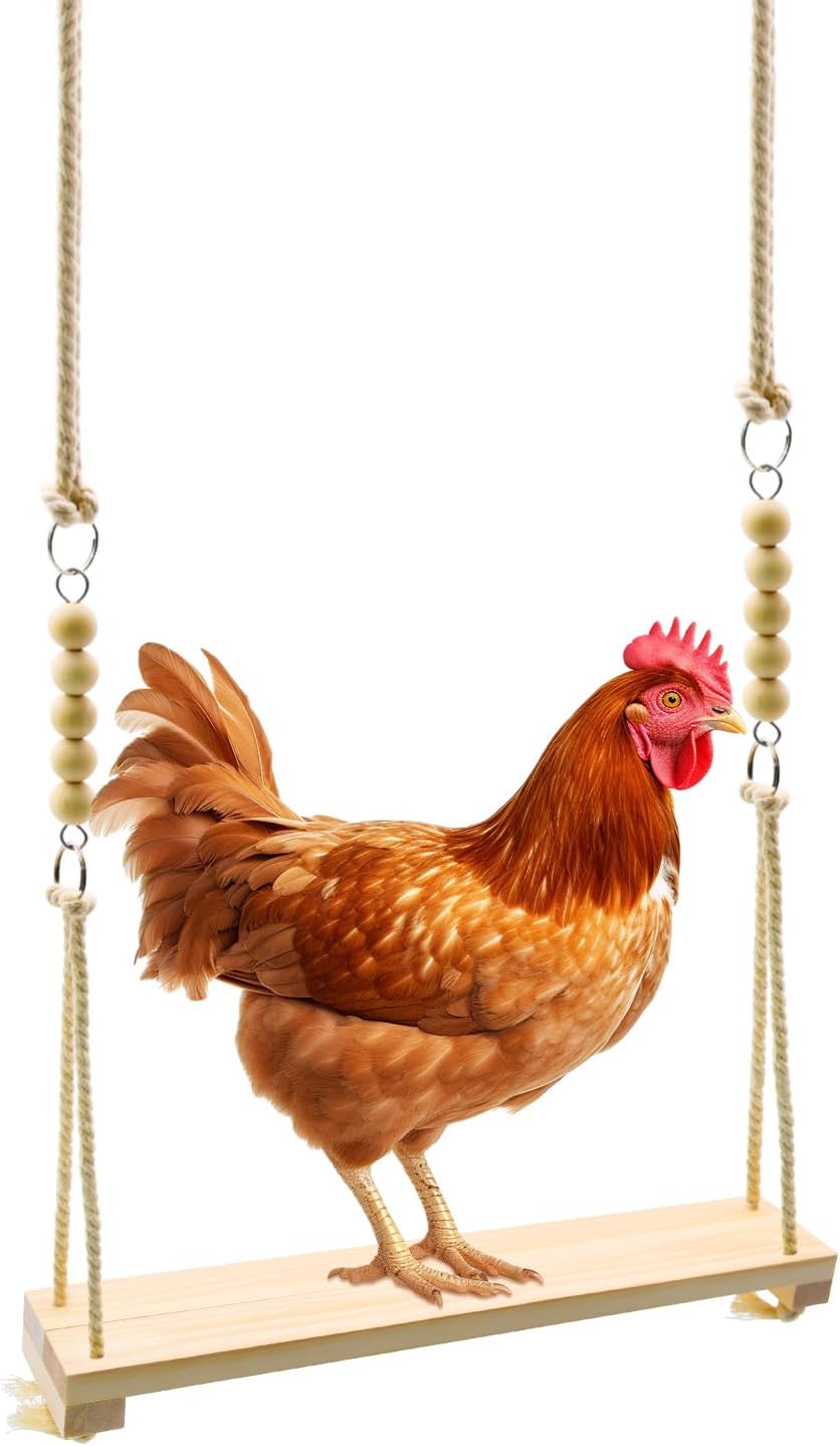 Chicken Swing Toy, Chicken Toy, Wood Chicken Swing Toy, Wood Chicken Swing for Chickens Rooster Poultry Parrots (1pcs)